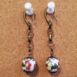 Dangle Earrings Bronze with Flower detail